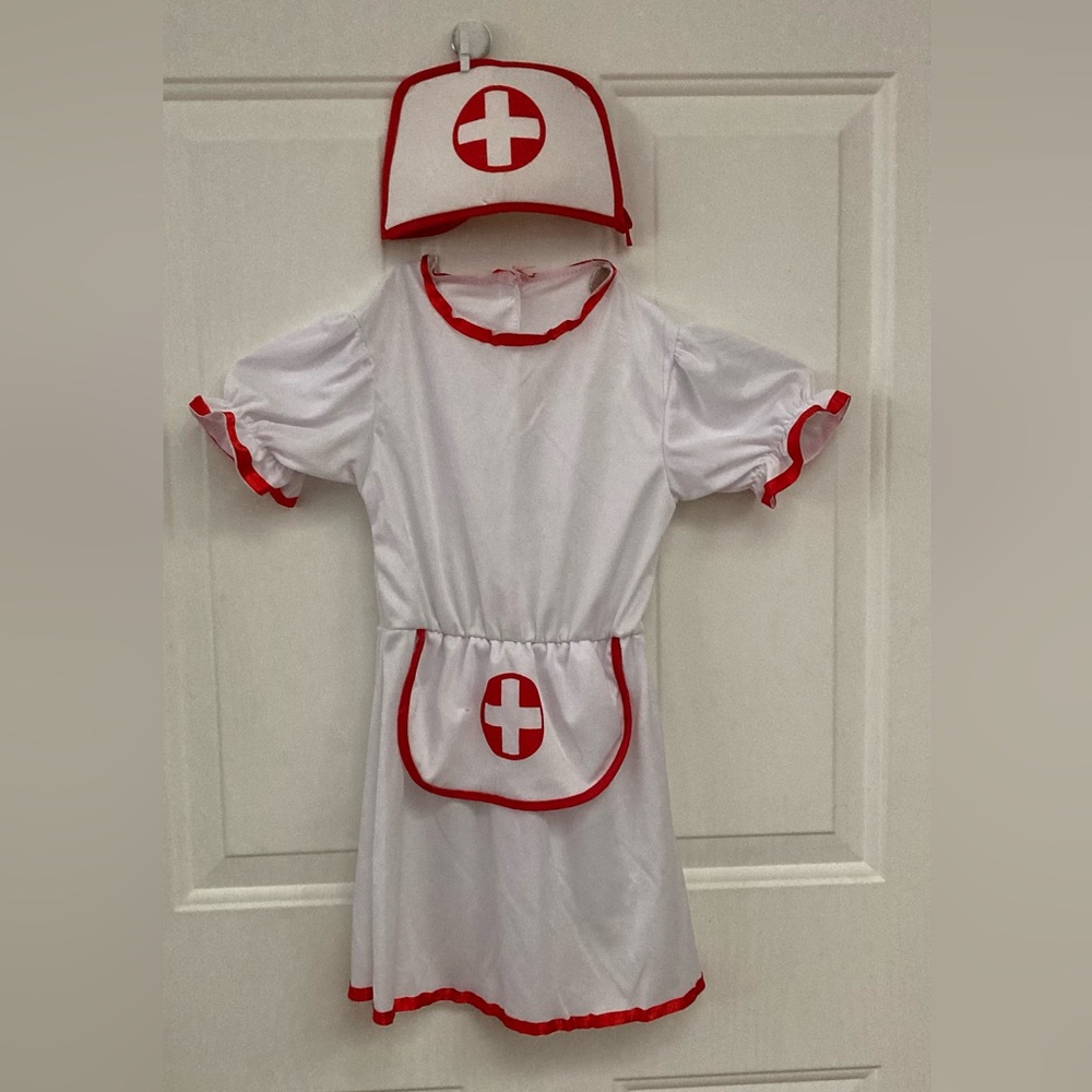 🩺🏥🩺Kids Nurse Costume - White and Red dress with hat